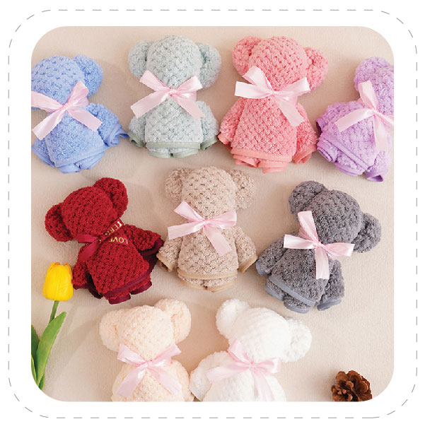 SET - 7 #ผ้าเช็ดผมรังผึ้งตุ๊กตาหมี