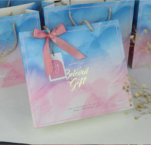 ถุงของรับไหว้หรู พร้อมป้ายชื่อ - สีชมพู