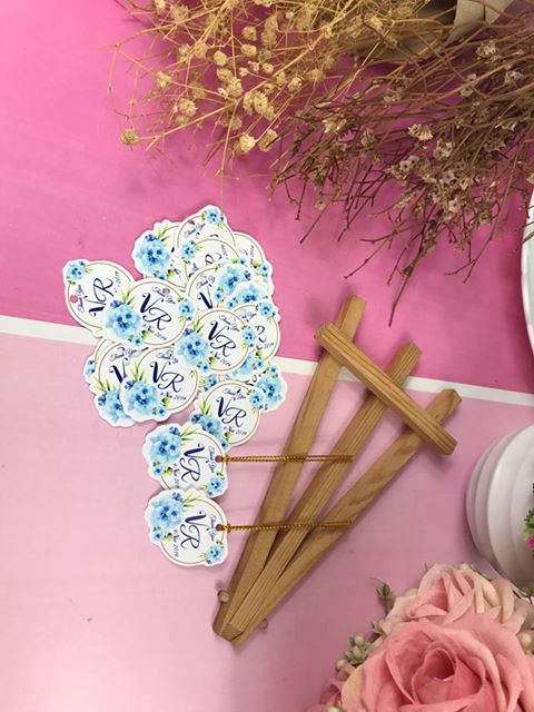 ป้ายติดของชำร่วยแบบป้ายห้อย เจาะรูฟรี ฟรีเชือกทอง