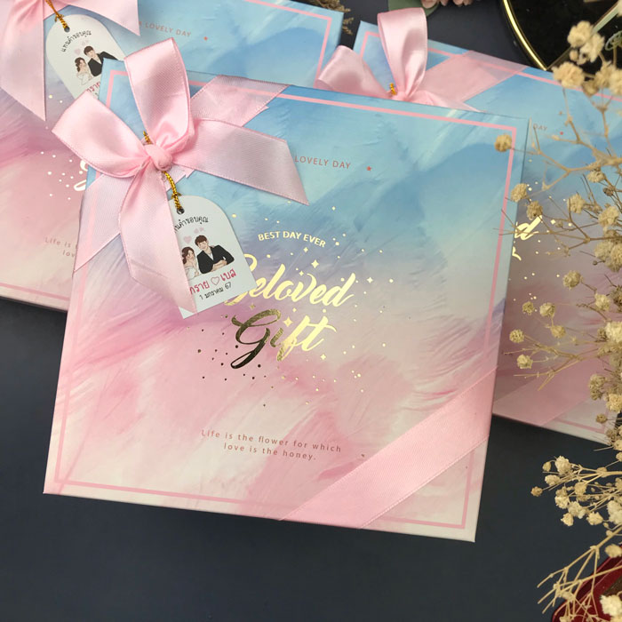 + ของรับไหว้งานแต่ง กล่องใสผ้าขนหนูนาโน เนื้อ นุ่มฟู หนา 210-220 แกรม