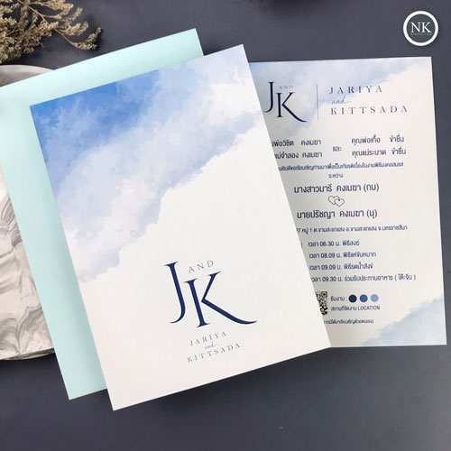 การ์ดแต่งงาน 5*7 นิ้ว สไตล์เรียบๆ เน้นหรูหรา