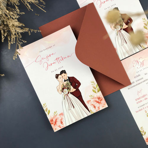 การ์ด แต่งงาน เรียบ หรู ดู แพง การ์ดแต่งงาน การ์ดงานแต่ง การ์ดแต่งงานมินิมอล การ์ดแต่งงาน สีแดง