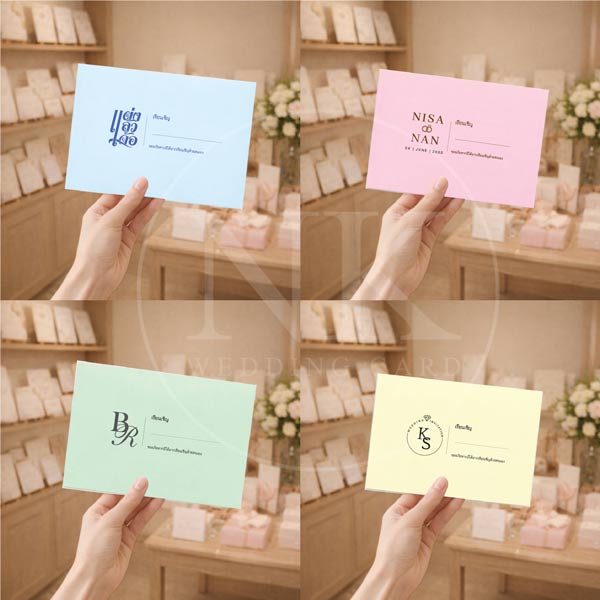 พิมพ์หน้าซองการ์ดงานแต่ง เริ่ม 2 บาท | พิมพ์ชื่อหน้าซอง โลโก้ ซองงานแต่ง